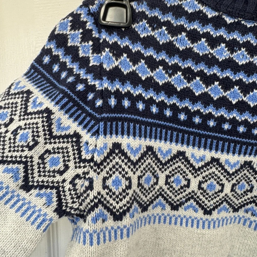 Janie and Jack Fair Isle Blue Boys 8 Crew Neck Knit Sweater